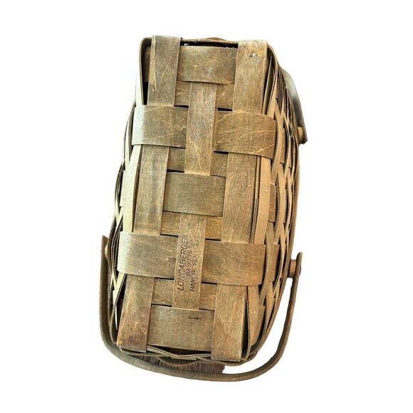 Vintage Signed 1984 Longaberger Sleigh Vegetable Fruit Basket Large 2 Handles - Picture 6 of 11